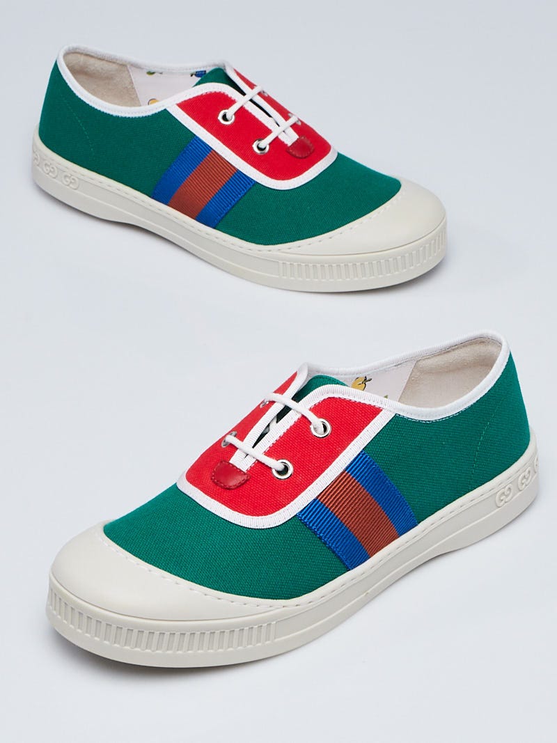 Children's Ace Sneaker White Leather With Green & Red Web | GUCCI® US